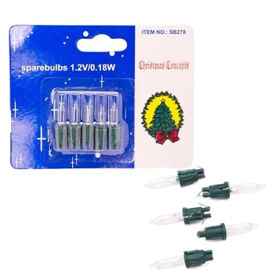 Image of Christmas Concepts® Pack of 5 Clear Push in Spare Bulbs 1.2v 0.18w Replacement