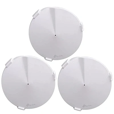 Image of Wall Mount Stand Holder BECEMURU Stability ABS Protective Router Guard with Screwdriver Compatible DECO M5/P7 Whole Home Mesh Wi Fi System (3 Pack)