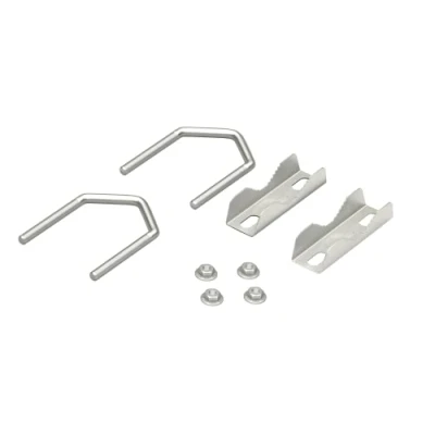 Image of goobay 60504 Tooth Clamp up to 60 mm / Double for Sat Mast Holder U Bracket Attaching Railing and Balcony Set of 2 Grey