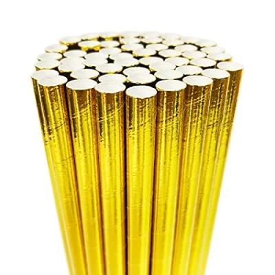 Image of Smoothie Milkshakes Straws Paper 9mm Wide Large Straw for Slushie Shakes Bubble Tea Fruit Juice Cold Drinks Disposable Household Office Restaurant Birthday Wedding Party Supplies,66PCS Gold