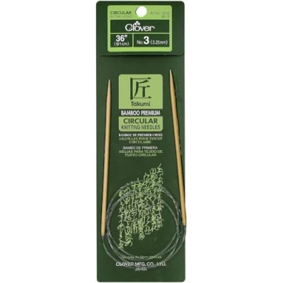 Image of Clover Takumi Bamboo Circular Knitting Needles 36&quot; Size 3/3.25mm