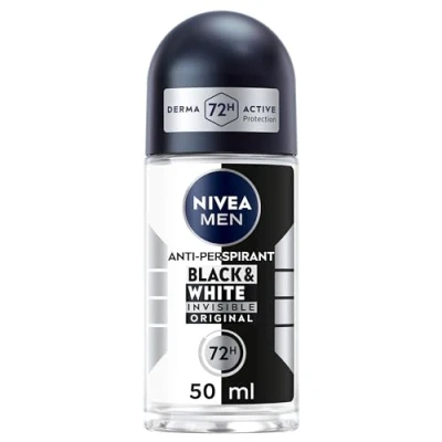 Image of NIVEA MEN Black &amp; White Original Anti Perspirant Roll on (50ml), 72hr Sweat Deodorant for Men, No Stains and Clothes