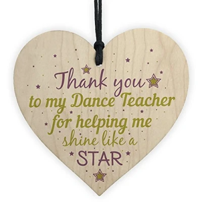 Image of RED OCEAN Thank You Dance Teacher Wooden Hanging Heart Chic Sign Goodbye Leaving Friendship Gift Plaque