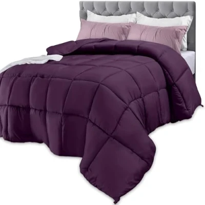 Image of Utopia Bedding All Season 250 GSM Comforter Plush Siliconized Fiberfill Comforters Box Stitched (Plum, Queen)