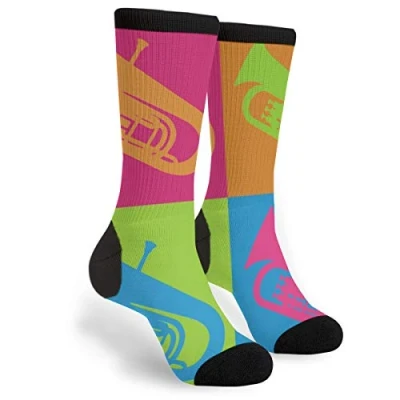 Image of 934 Novelty Sports Socks Retro Tuba Trainer Anti Bliste Work Unisex For Camping Runing Climbing 40Cm