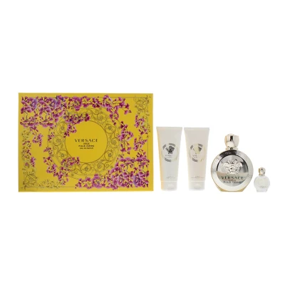 Image of Versace Eros Pour Femme 4 Piece Gift Set: Eau De Parfum 100ml Shower Gel Body Lotion 5ml