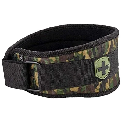 Image of Harbinger 4.5&quot; (11.43cm) Foam core Belt for lower back and stability, Woodland camo, Unisex, Large