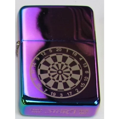 Image of Lucy G RAINBOW DARTS DARTBOARD 17 PERSONALISED STAR PETROL LIGHTER IN GIFT TIN ENGRAVED FREE OF CHARGE