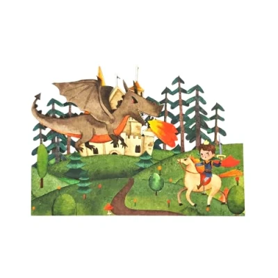 Image of Prince &amp; Dragon 3D Pop Up Birthday Card for Child by Alljoy Cards KC006