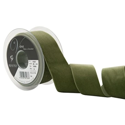 Image of Berisfords Velvet Ribbon, Moss, 10.2 x 4.5 cm