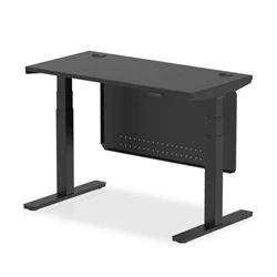 Image of Air 1200x600 Height Adjustable Desk CP Black/Black Modesty Panel