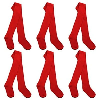 Image of 6 Pairs I.L.C.K Girls Back To School Plain Cotton Rich Tights Red 13 Years