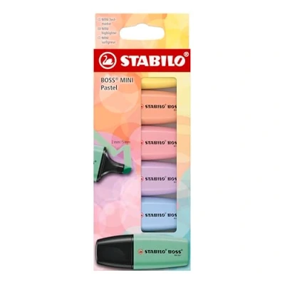 Image of STABILO BOSS MINI Pastel Highlighter Pack of 6 Assorted Colours