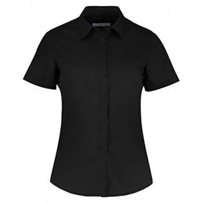 Image of Kustom Kit Womens/Ladies Short Sleeve Tailored Poplin Shirt (16) (Black)