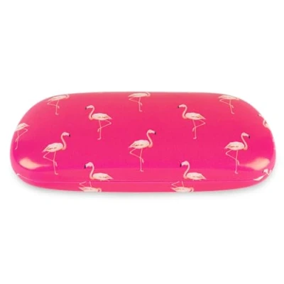 Image of LAGO TERRA Pink Flamingo Print Hard Shell Glasses Case (Medium)