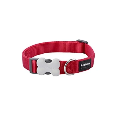 Image of Red Dingo Bucklebone Dog Collar Plain, Red, X Small 12mm