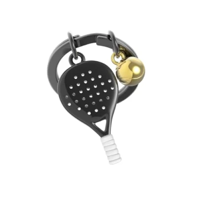 Image of O meta[l]morphose METALMORPHOSE Metal Padel Keyring Passion Sport Gift for Men, Women, Black, One Size, Modern