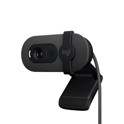 Image of Logitech Brio 100 Full HD Webcam for Meetings and Streaming, Auto Light Balance, Built In Mic, Privacy Shutter, USB A, Microsoft Teams, Google Meet, Zoom More Graphite