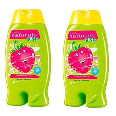 Image of Pack of 2 Avon Naturals Kids Swirling Strawberry Body Wash and Bubble Bath x 250ml