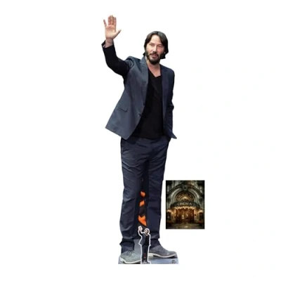 Image of BundleZ 4 FanZ Keanu Reeves Celebrity Lifesize Cardboard Cutout Fan Pack, 194cm x 60cm Includes Mini and 8x10 Photo