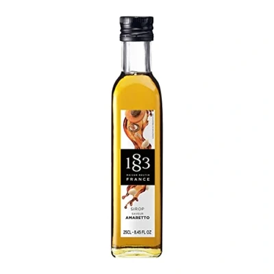 Image of 1883 MAISON ROUTIN Premium Amaretto Flavoured Syrup for Cocktails, Mocktails, Coffee, Desserts Glass 250ml