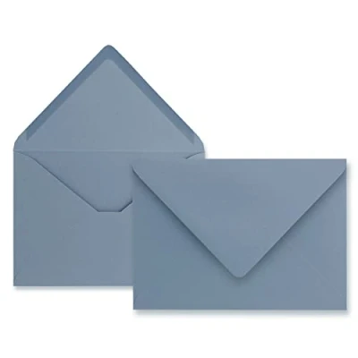 Image of 25 envelopes grey blue DIN C6 114 x 162 mm with wet glue without window for greeting cards &amp; invitations FarbenFroh series