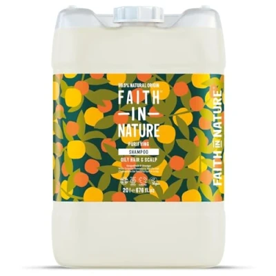 Image of Faith In Nature Natural Grapefruit &amp; Orange Shampoo, Purifying For Oily Hair Scalp, Vegan Cruelty Free, No SLS, Silicones or Parabens, 20L Refill Pack