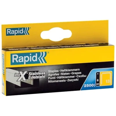 Image of Rapid Stainless Steel Staples for Textiles, Finewire No. 13, Leg Length 8mm, Staple Gun Staples, High Performance, 2500 Pieces, Boxed (11835626)