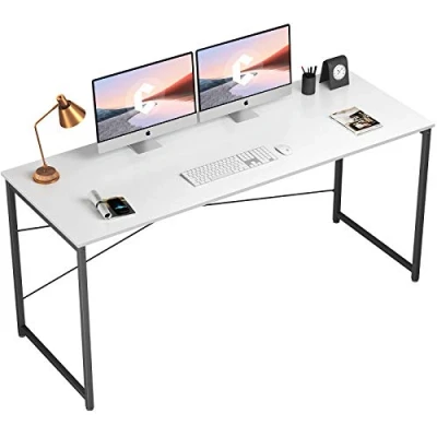 Image of CubiCubi Computer Desk 140 x 60 75 cm Home Office Laptop Study Writing Table, Modern Simple Style, White
