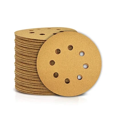 Image of SPEEDWOX 100 Pcs 5 Inches 8 Hole Sanding Discs 80 Grit Dustless Hook and Loop Sandpaper for Random Orbital Sander Yellow Finishing Automotive Woodworking