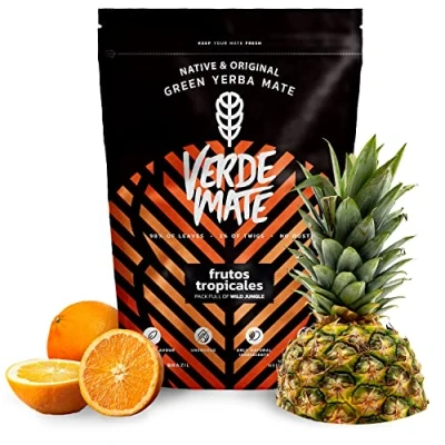 Image of Verde mate Green Frutos Tropicales 0.5kg Stimulating Yerba with tropical fruits tea Mild flavour Natural caffeine from Brazil 500g