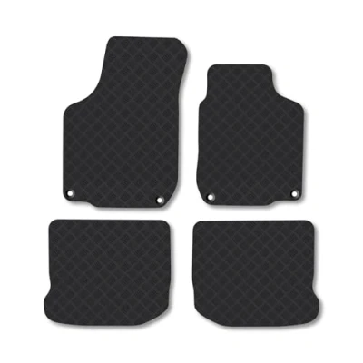 Image of Rubber Car Mats Compatible with VW Bora (1999 2006) Tailored Fit Floor Set Accessory Black Custom 4 Pieces Clips Anti Slip Backing, Heavy Duty &amp; Waterproof