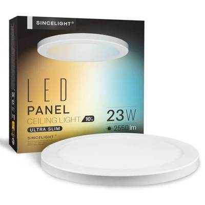 Image of SINCELIGHT Ultra Thin LED Ceiling Lights 23W, Φ300mm, Compact Profile, Recessed or Surface Mount, Edge Lit, 2550lm, Tunable from Warm White to Cool White, 2700K 4000K 6000K, Pack of 1