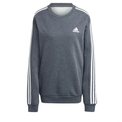 Image of adidas Men&#039;s Essentials Fleece 3 Stripes Sweatshirt, Dark Grey Heather, S