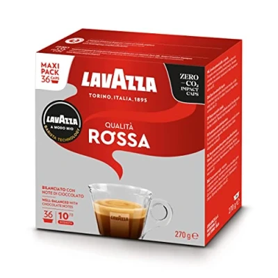 Image of Lavazza, a Modo Mio Qualità Rossa, Coffee Capsules, Arabica and Robusta, Full Sustained Taste, Intensity 10/13, Medium Roasting, Perfect for 40ml Espresso, Compostable, 36 Espresso Pods