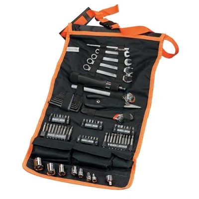 Image of Black + Decker A7063 QZ 77 Piece Tool Accessories Roll Bag