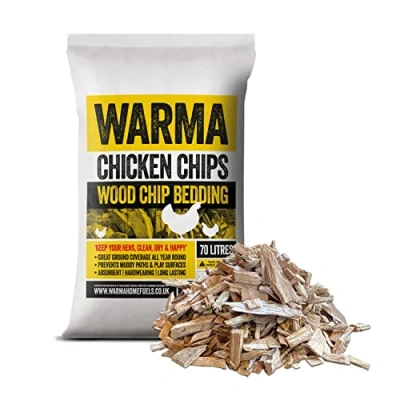 Image of Warma 1 x 70Ltr Bag Premium Chicken Wood Chips Hardwood Chippings Bedding Coops Hens Poultry Run Animal Pens Garden Boarders Path Walkways Ground Covering Kids Outdoor Childrens Play Areas