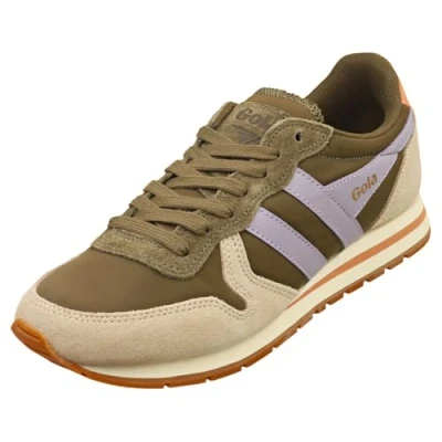 Image of Gola Daytona Chute Womens Fashion Trainers in Khaki Bone Lavender 6 UK