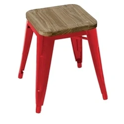 Image of Bolero Bistro Low Stools with Wooden Seat Pad Red (4 pack)
