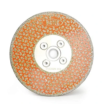 Image of BGTEC 5&#039;&#039;/125mm 2 in 1 Cutting and Grinding Diamond Blade for Granite Marble Engineered Stone Single Side Coated M14 Flange