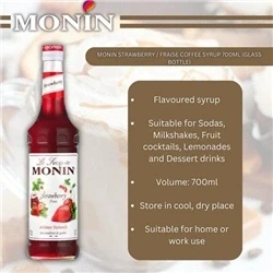 Image of Monin Strawberry/Fraise Coffee Syrup 700ml (Glass)