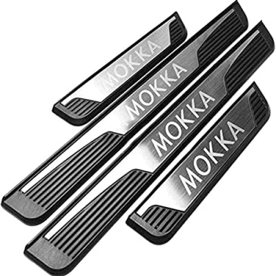 Image of 4 pcs Car Door Sill Protector Strips for Op el Vauxhall Mokka 2013 2019, Stainless Steel Auto Threshold Kick Plates Pedal Body Styling Decoration Accessory