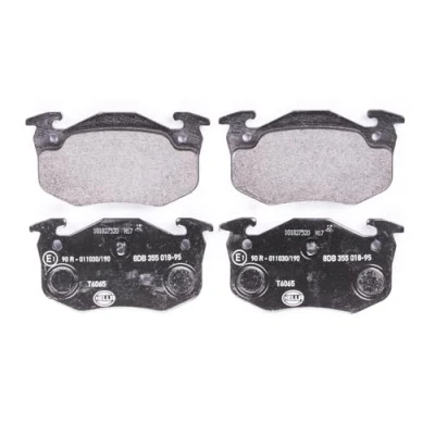 Image of 571744S Brake pad set HELLA 8DB 355 018 951 prepared for wear indicator PEUGEOT: 205 II Hatchback, 306 206 RENAULT: CLIO 2