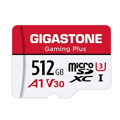 Image of Gigastone 512GB Micro SD Card with Adapter + Mini case, Gaming Plus, Nintendo Switch Compatible, High Speed 100MB/s, 4K Video Recording, SDXC UHS I, A1 Run App, Class 10