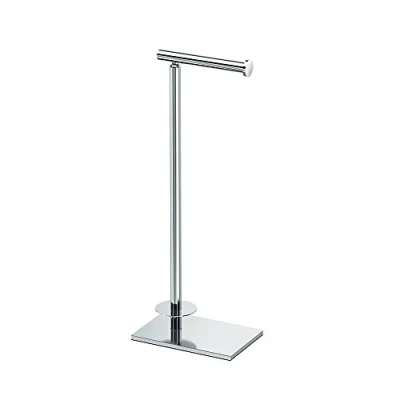 Image of Gatco 1443C Modern Square Base Tissue Holder Stand with Storage, Chrome, 21.13 inch