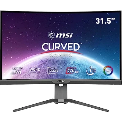 Image of MSI MAG 325CQRF QD 32 Inch WQHD Curved Gaming Monitor 1000R 2560 x 1440 Rapid VA , Quantum Dot Panel, 170Hz / 1ms GTG, AMD FreeSync Premium, HDR Ready, DisplayHDR 400 DP 1.2a, USB Type C/HDMI