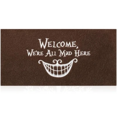Image of AOAOPQ Front Door Mat Welcome We re all mad Here Rubber Non Slip Backing Funny Doormat Indoor Outdoor 120x40 cmRug