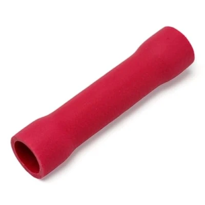 Image of 100 Pack Insulated Straight Butt Connectors Electrical Wire Crimp Cable Terminals (Red 3.3mm)