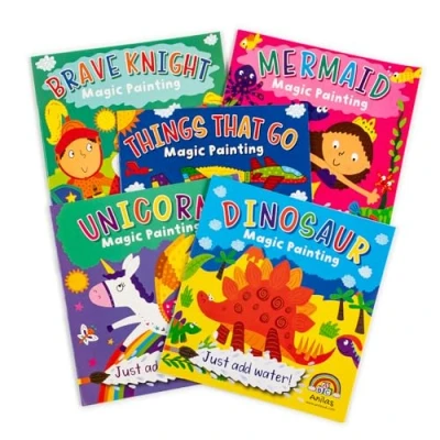Image of Anila&#039;s Children&#039;s Magic Paint with Water Books, Dinosaur, Unicorn, Mermaid, Brave Knight, Things That Go Set of 5