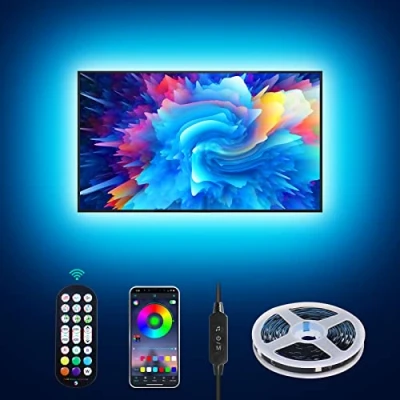 Image of Daymeet TV Led Lights, Lights for Backlight 4M USB Light Strip 55 75 inch Monitor Behind Lighting RGB Color Changing with Remote Music Sync APP Control